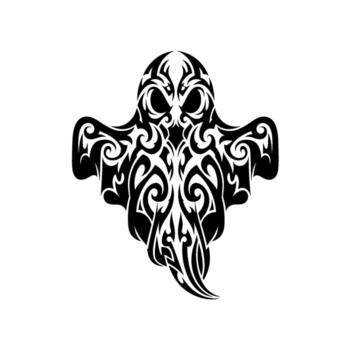 Tribal ghost with intricate swirls and sharp edges, isolated on white background vector