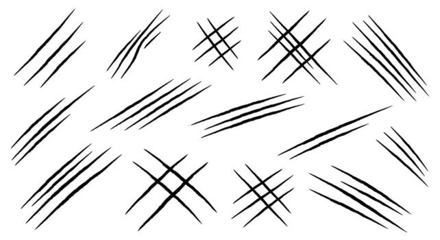 Collection of various scratch marks and claw marks vector