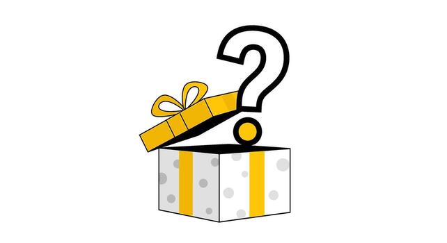 An open gift box with a question mark above it, isolated on white background vector