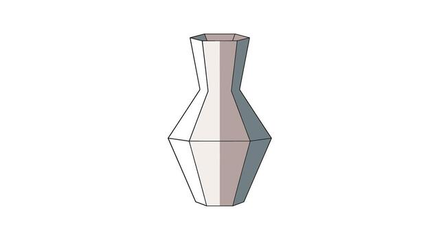 Geometric vase with faceted sides and a subtle gradient, isolated on white background vector