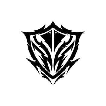 tribal proteger emblema, un estilizado heráldico símbolo con agudo bordes y intrincado patrones, aislado en blanco antecedentes vector