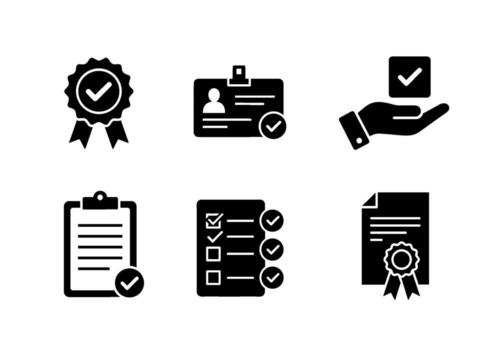 Verification icons showing approval and confirmation in a professional setting symbolizing trust quality assurance and successful validation processes vector