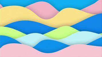 sömlös papper skära stil rörelse grafik abstrakt pastell Vinka bakgrund, mjuk pastell Färg skiktad abstrakt bakgrund video