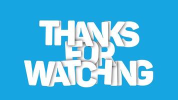 tack för tittar på text animering överlappande effekt på blå bakgrund video