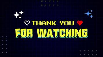retro pixel tacka du för tittar på animering med 8-bitars spel stil text och gnistra effekter video