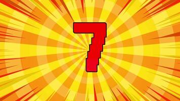 retro pixel nedräkning från 10 till 0 animering med komisk explosion bakgrund video