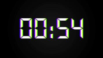 1 Minute Digital Glitch Countdown Timer with RGB Split Effect video