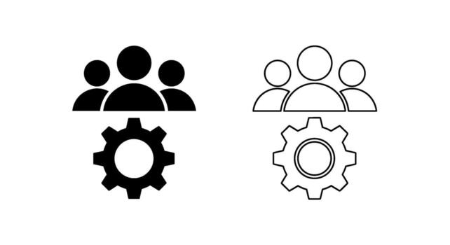 Team members collaborating with a gear mechanism symbolizing teamwork and efficiency in a business setting fostering innovation and productivity vector
