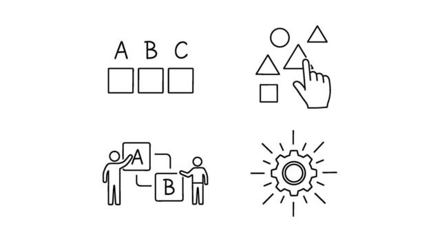 conceptual diagrama de resolución de problemas y estratégico pensando demostración selección colaboración y innovación en un minimalista limpiar y moderno estilo vector