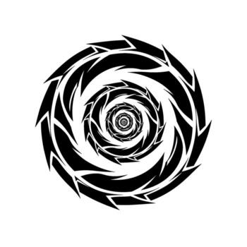 resumen negro y blanco espiral vórtice patrón, aislado en blanco antecedentes vector