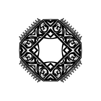 Geometric tribal mandala pattern with sharp edges, isolated on white background vector