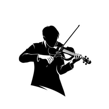 Silhouette of a violinist playing a classical violin with focused concentration in a minimalist setting conveying elegance and artistic expression vector