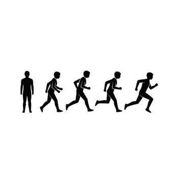 Evolution of a Runner From Standing Still to Full Speed in Motion vector