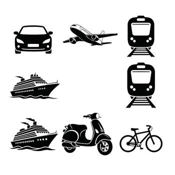 Diverse Collection of Essential Transport Icons Vehicles for Modern Travel and Commuting Graphics for Design Projects vector
