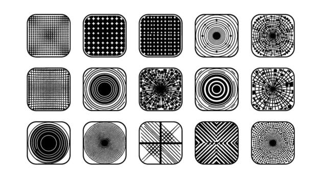 colección de resumen geométrico patrones y diseños, presentado en un cuadrícula diseño vector