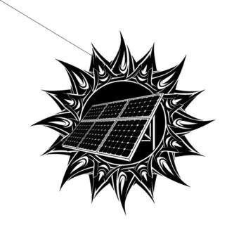 solar panel formación dentro un rayos de sol tribal diseño, aislado en blanco antecedentes vector