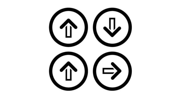 sencillo negro flecha íconos señalando en diferente direcciones en un blanco antecedentes representando navegación dirección y elección en un minimalista estilo vector