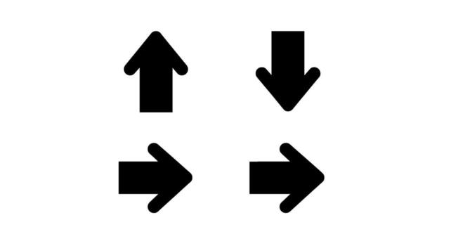 negrita negro flechas señalando en varios direcciones en un limpiar blanco antecedentes simbolizando navegación dirección y movimiento con un minimalista estético vector