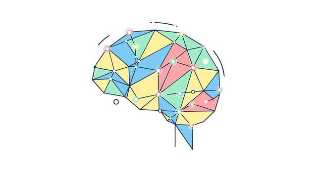 Geometric brain isolated on white background representing intelligence, creativity, and innovation, showcasing a modern and abstract design for cognitive functions vector