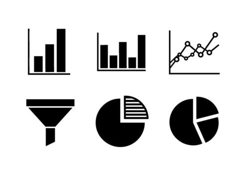 Black and white data charts and funnel analyzing information showing statistics and representing financial growth in a clear and concise manner vector