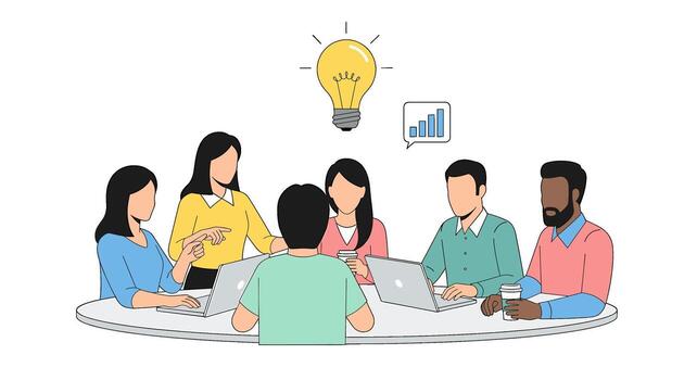 Brainstorming session isolated on white background a collaborative meeting with idea generation, problem solving, and creative thinking for business growth vector