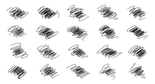 Collection of pencil scribble textures isolated on white background, perfect for adding a handdrawn, artistic touch to designs and creating unique backgrounds vector