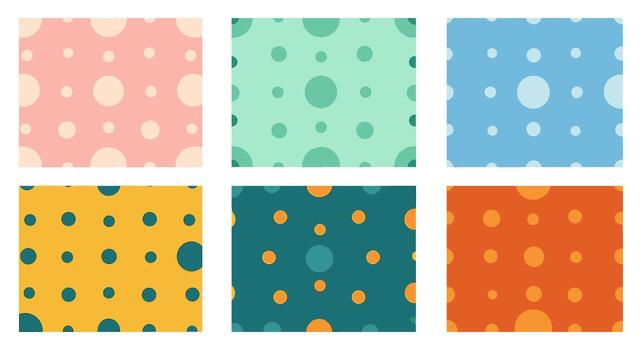 Seamless pattern of colorful polka dots isolated on white background, perfect for backgrounds, textiles, wrapping paper, and other creative projects vector