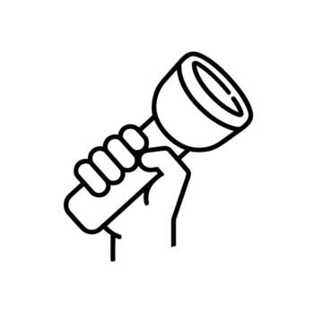 mano participación un Linterna en el oscuro esclarecedor el camino adelante simbolizando Guia exploración y la seguridad con un minimalista línea Arte diseño vector