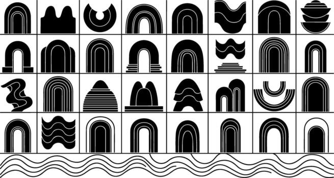 creativo conjunto de moderno resumen arco símbolos y minimalista geométrico formas vector