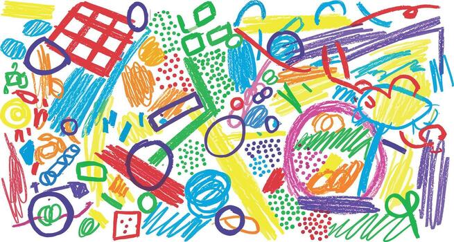 Abstract Colorful Crayon Scribble Pattern on White Background vector