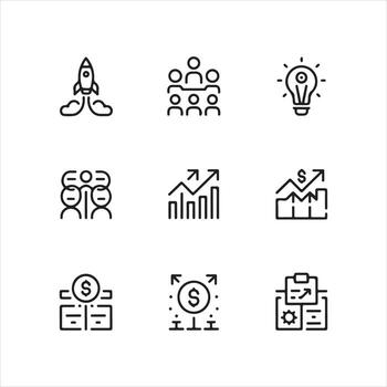 colección de negocio y innovación íconos en un minimalista estilo. vector