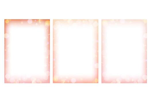 Gradient pastel frames with golden bokeh. Abstract borders. Cute yellow templates with blurred transparent edge. Girly soft decorative banner and poster. vector