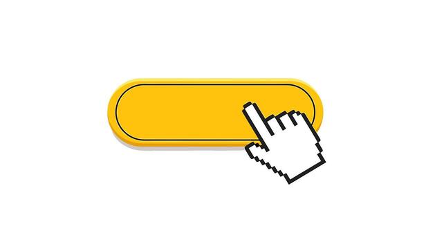 Click button with hand cursor isolated on white background, representing user interaction, call to action, and digital interface for website or application design vector