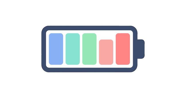 Battery icon isolated on white background showing different charge levels, indicating power status, energy consumption, or device usage in a simple, modern design vector