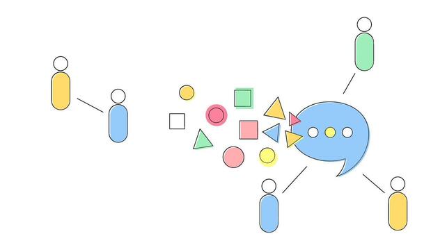 comunicación y social red concepto aislado en blanco antecedentes personas conectado por líneas, habla burbuja con geométrico formas, representando Interacción y información intercambiar vector