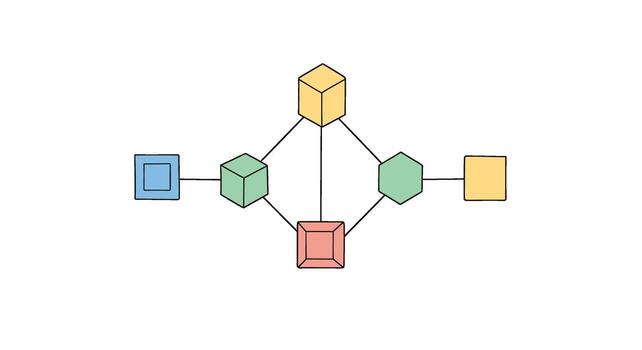 Blockchain network concept isolated on white background, featuring interconnected nodes and data blocks, representing secure and transparent digital transactions vector