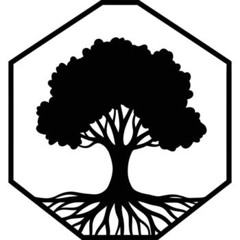 Tree of Life Silhouette Within Octagon Frame vector