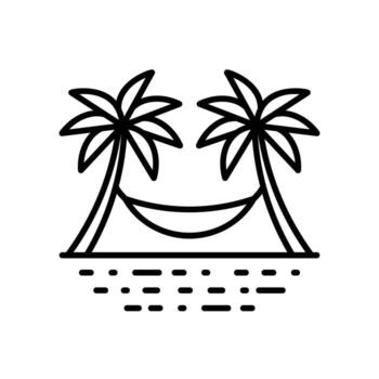 Icon of a hammock hanging from a palm tree for relaxing vector