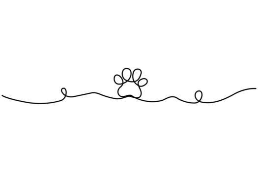 Artistic dog paw continuous single line minimalist sketch outline vector