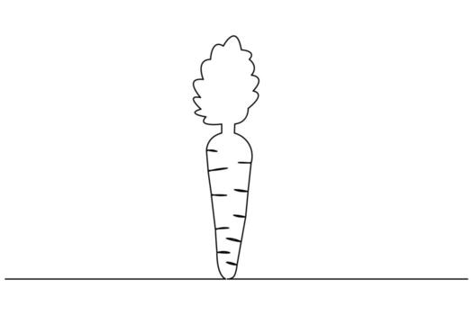 Minimal carrot one line design with abstract outline concept vector