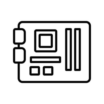 Modern Computer Motherboard Icon with Processor Chip and Circuit Lines vector