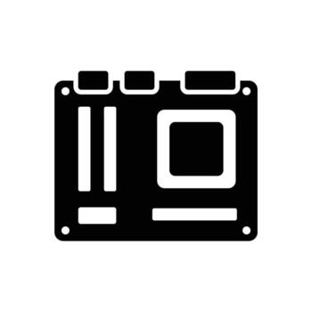 electrónico dispositivo tarjeta madre icono con procesador y memoria ranuras vector