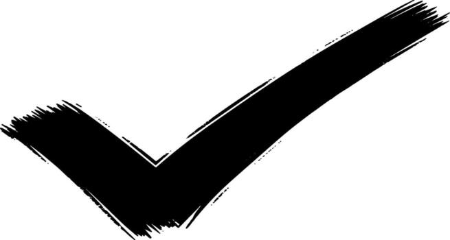Expressive brushstroke checkmark icon signifying validation, completion, and positive affirmation in various graphic applications vector
