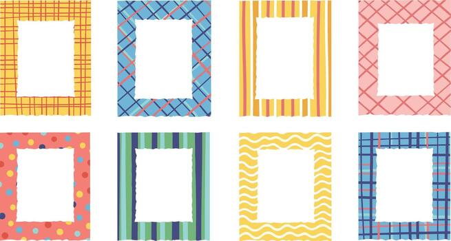 Colorful Decorative Frame Set Collection of unique patterned borders for design or crafting projects vector