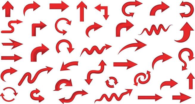 Variety of Red Arrow Designs in Different Shapes and Styles vector