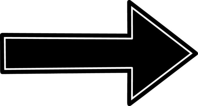 negro flecha señalando bien, un sencillo gráfico símbolo para navegación y direccional indicadores en ui diseño vector