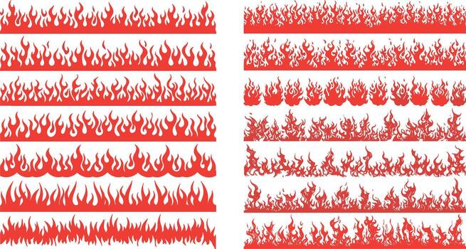 Fiery Flames A Collection of Red Fire Borders and Decorative Elements for Design Projects vector