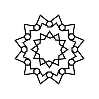 Intricate geometric starburst pattern with repeating star shapes and circular elements vector