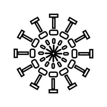 circular geométrico modelo de pesas radiante exterior desde un central Estallar vector