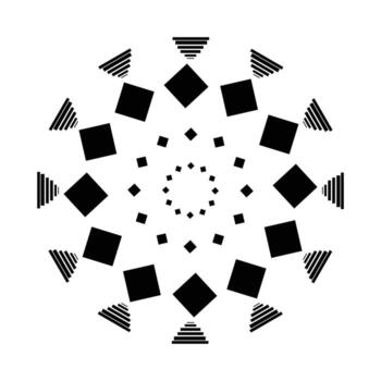 Abstract geometric mandala design with repeating square and triangle motifs vector